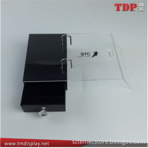 promotion new design desktop clear plastic calendar stand desk calendar stand acrylic calendar stand with drawer and pen holder